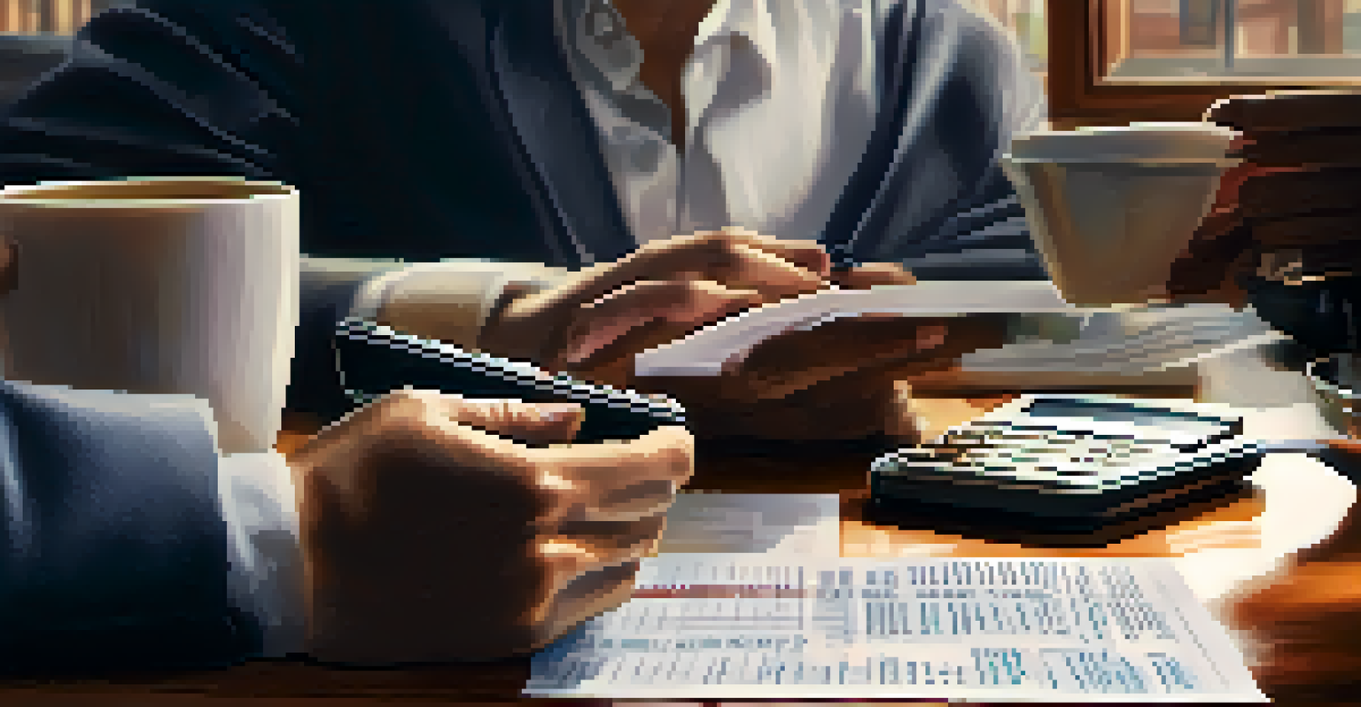 A close-up of hands on a phone negotiating, with blurred financial documents in the background.
