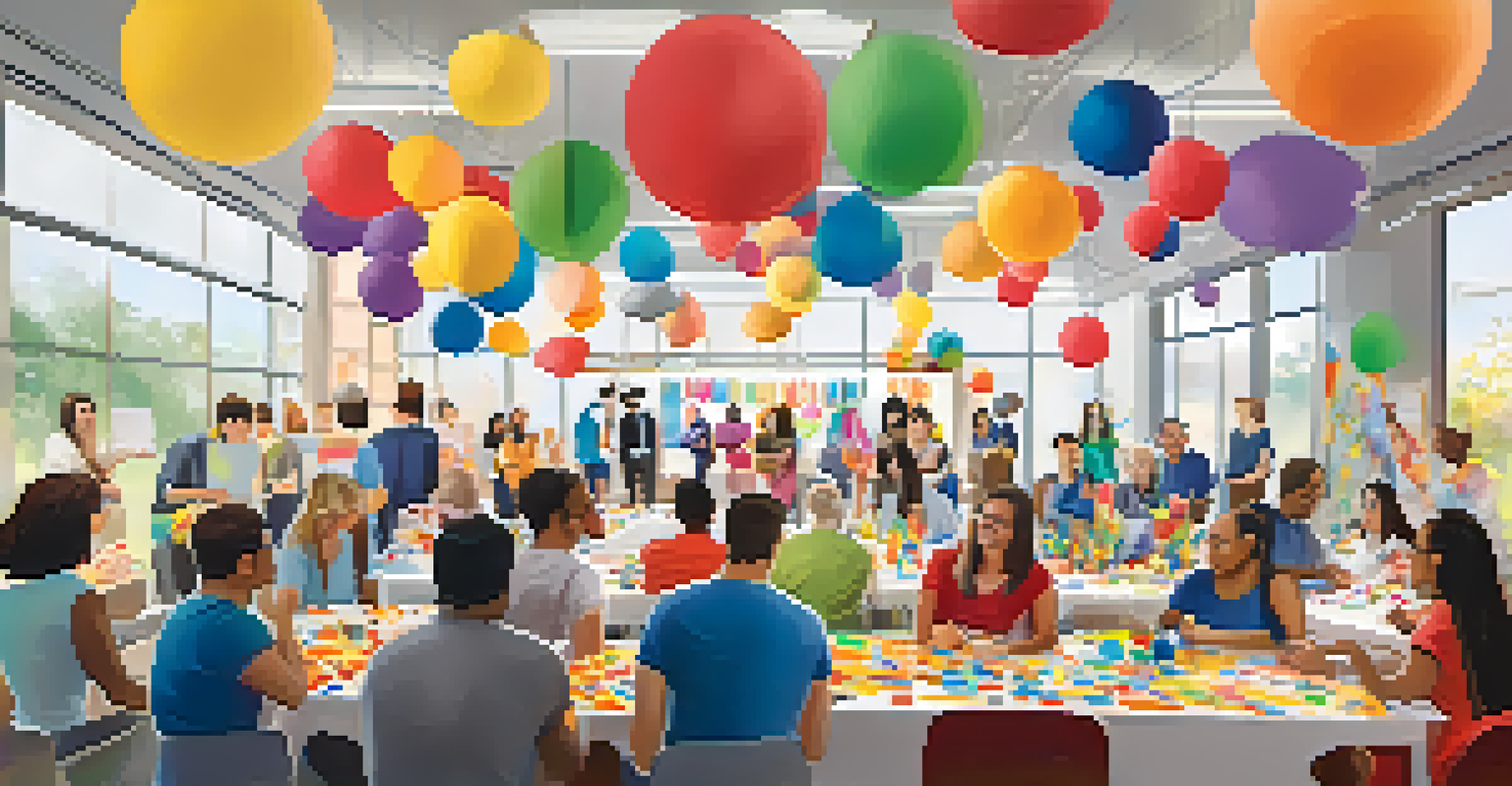Employees actively participating in a team-building workshop, role-playing to enhance empathy skills.