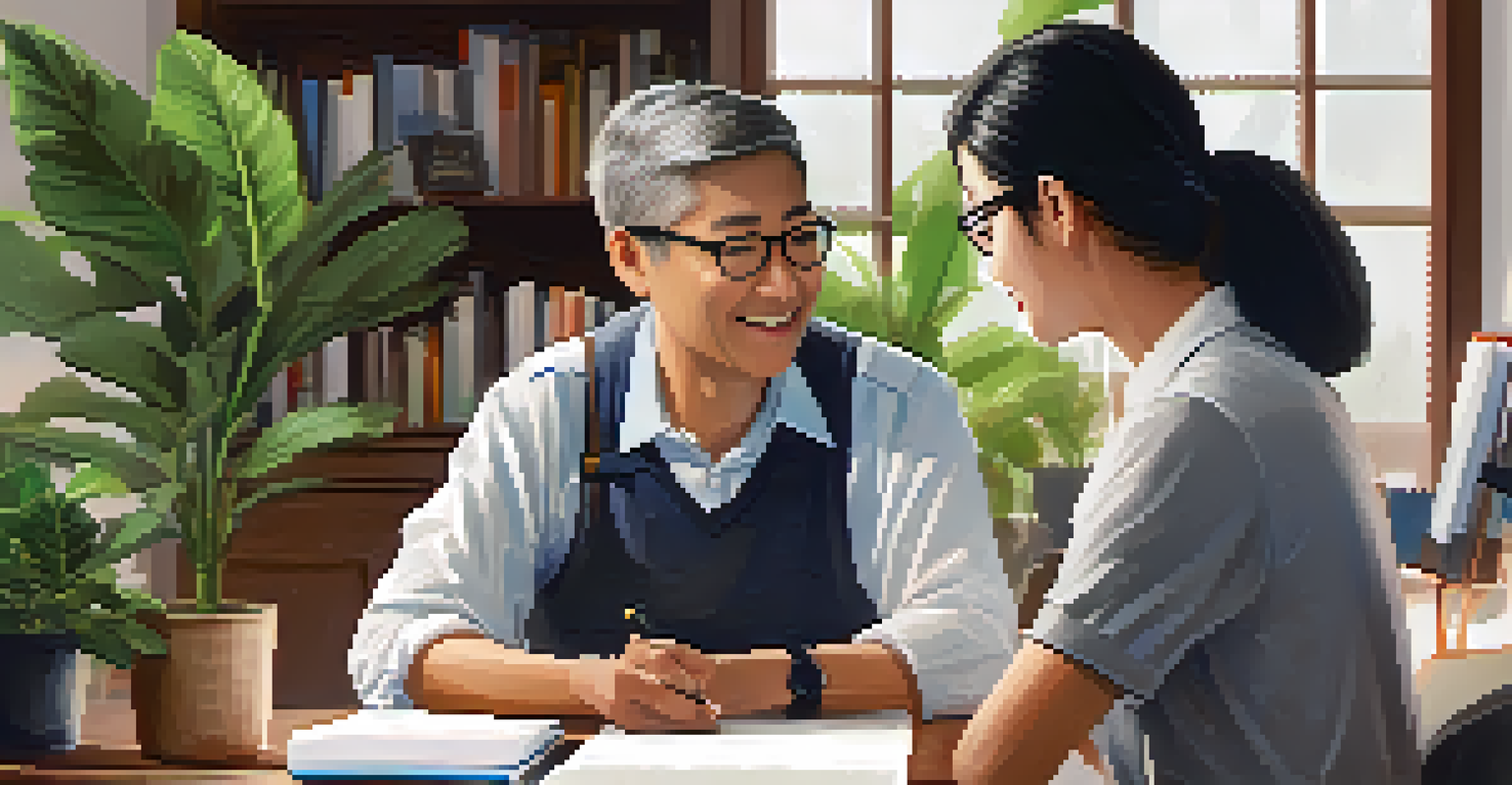 A team leader giving feedback to a team member in a cozy office, promoting a supportive work environment.