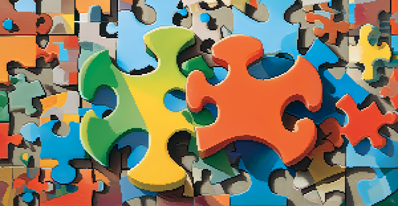 Two colorful puzzle pieces fitting together, representing the concept of finding common ground in conflicts, set against a harmonious gradient background.