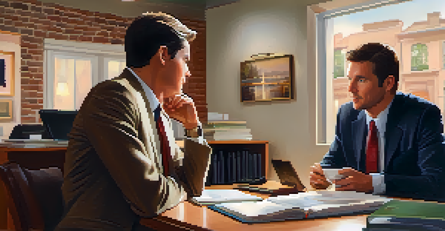 A manager and employee in a cozy office nook, engaged in a supportive conversation with warm expressions.