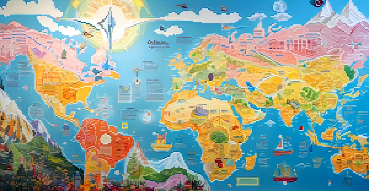 A colorful life map on a wall, illustrating a timeline with symbols representing experiences and aspirations.