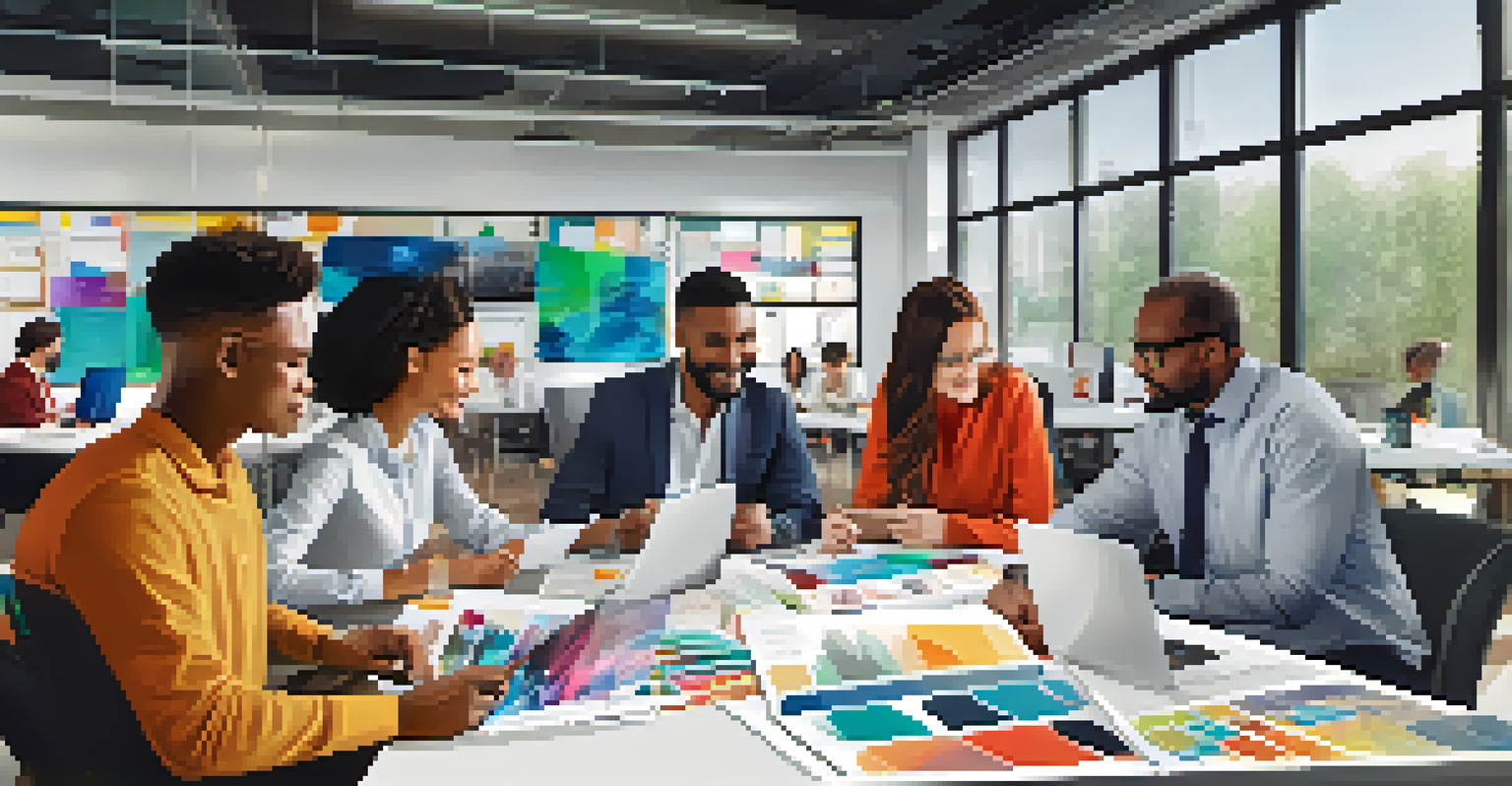 A diverse group of professionals collaborating in a bright, modern meeting room.
