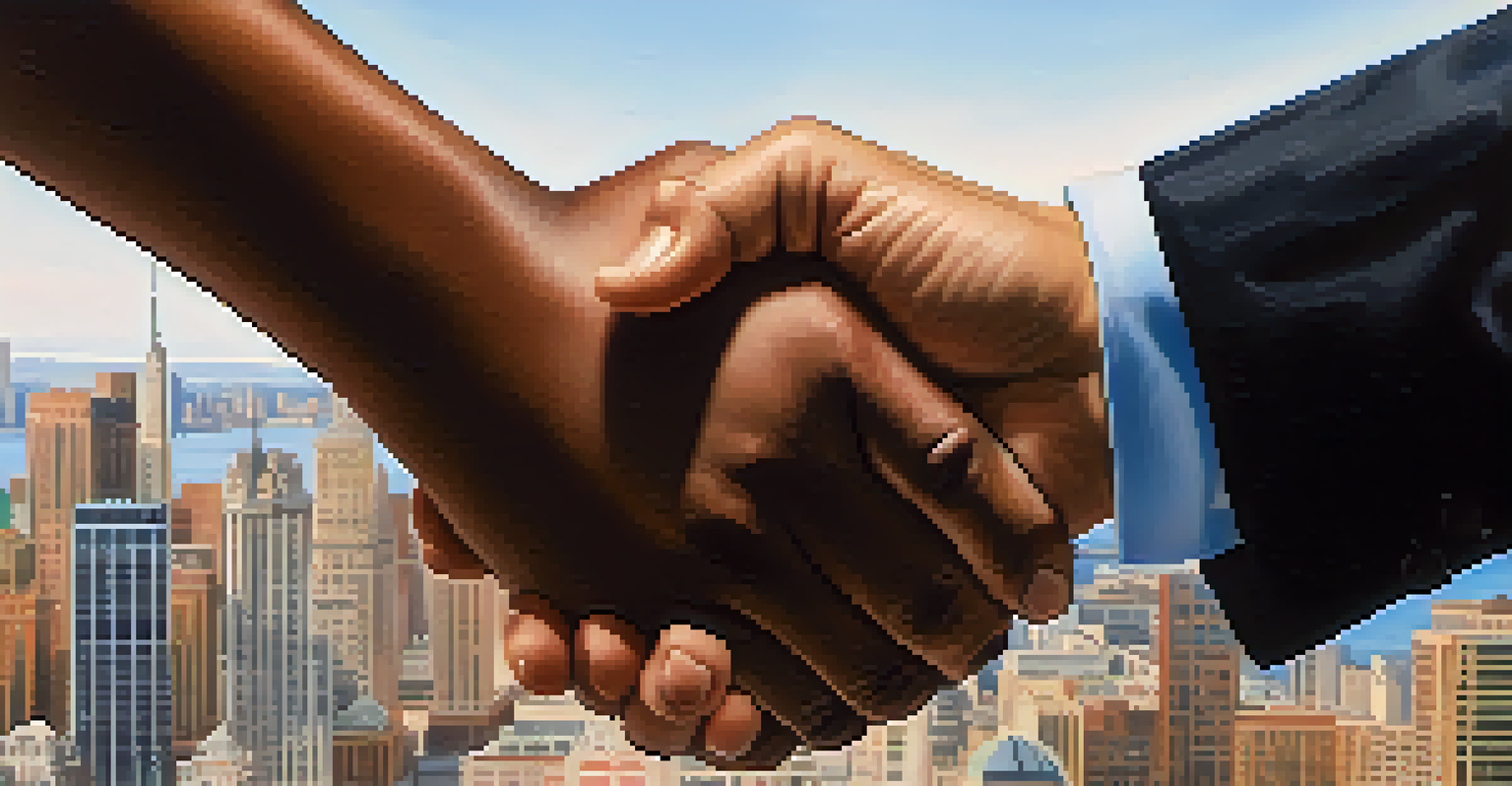 A close-up of two diverse hands shaking, symbolizing trust and collaboration in a professional setting.