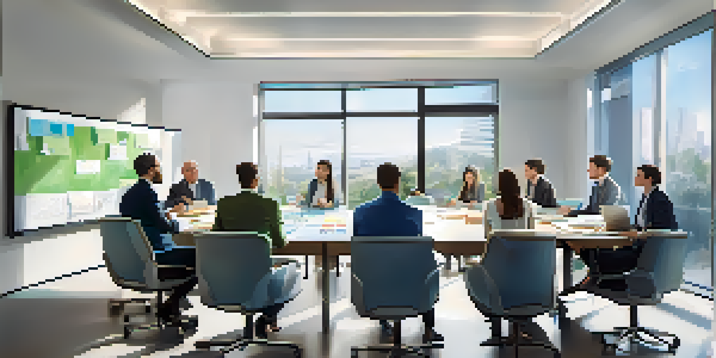 A diverse group of professionals engaged in a constructive feedback session in a bright office environment.
