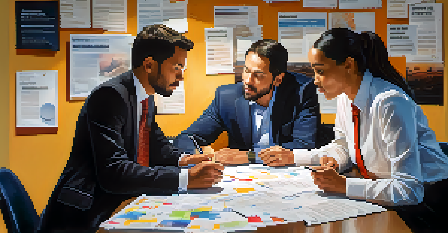 Two colleagues collaborating at a table, identifying common goals during a discussion.