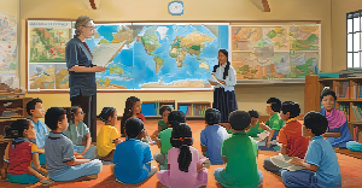 Children from diverse backgrounds participating in a cultural sensitivity workshop in a classroom.