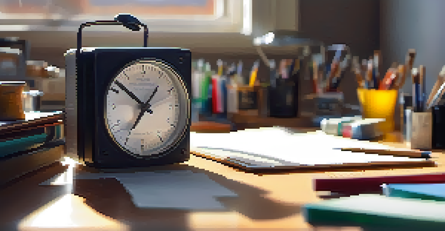 A timer set for 25 minutes on a tidy desk, with a person working in the blurred background.