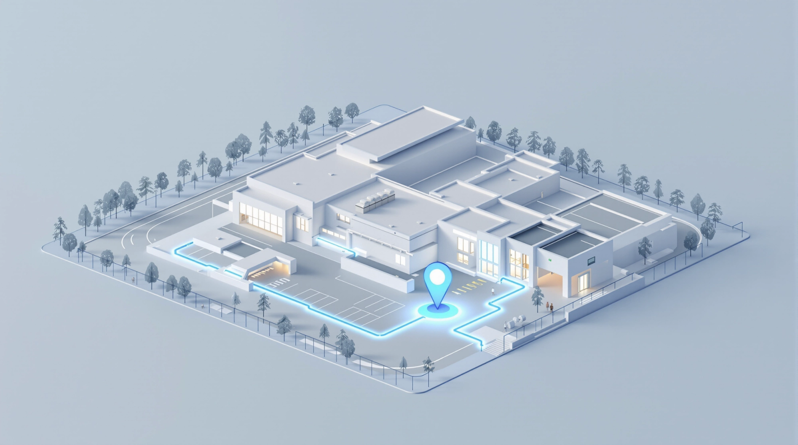VOLT’s live 3D campus map showing a school building and where help is needed