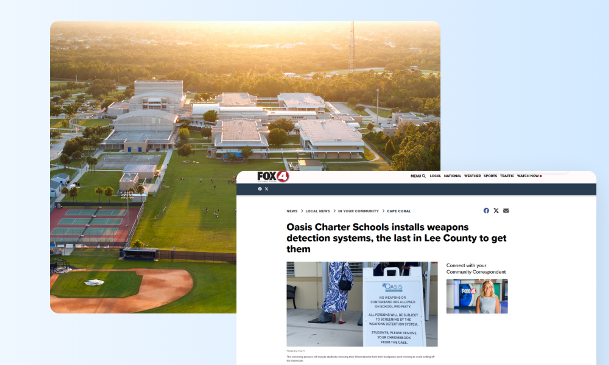 Oasis Charter Schools becomes last Lee County district to install weapons detection systems. Analysis of county-wide implementation trends.