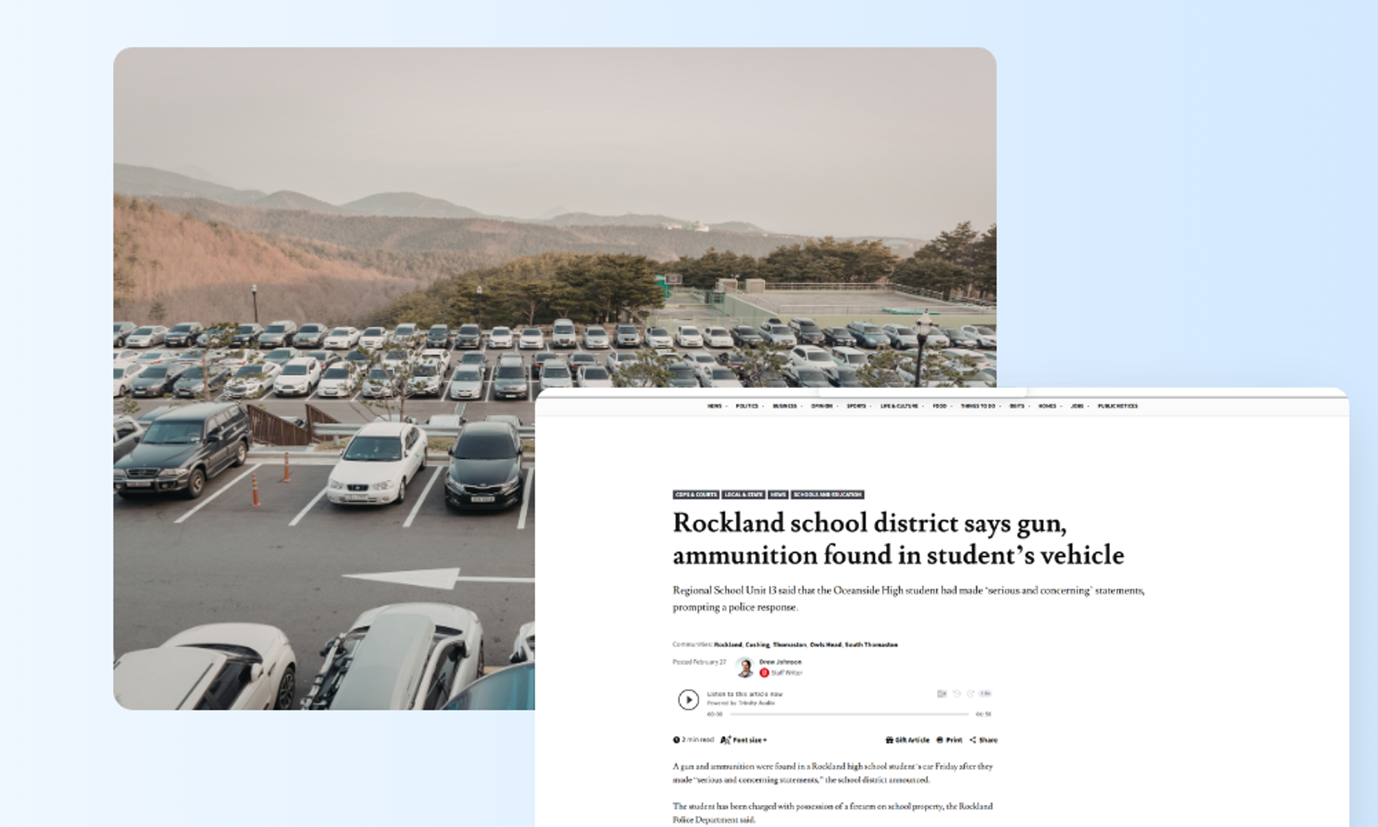 Rockland school district finds gun, ammunition in student's vehicle. Analysis of detection gaps and security lessons for educational institutions.