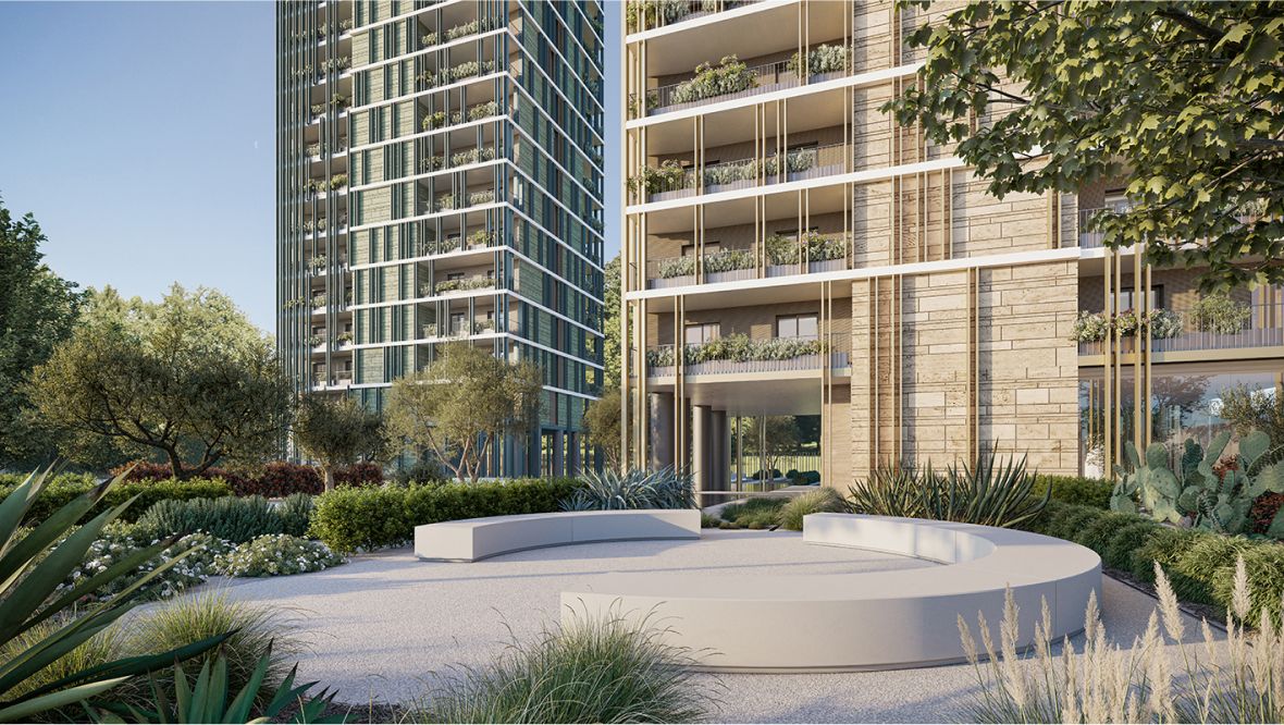 Intervento di nuova costruzione a Milano, promosso da BlueStone S.r.l. - Render realizzato da Asti Architetti