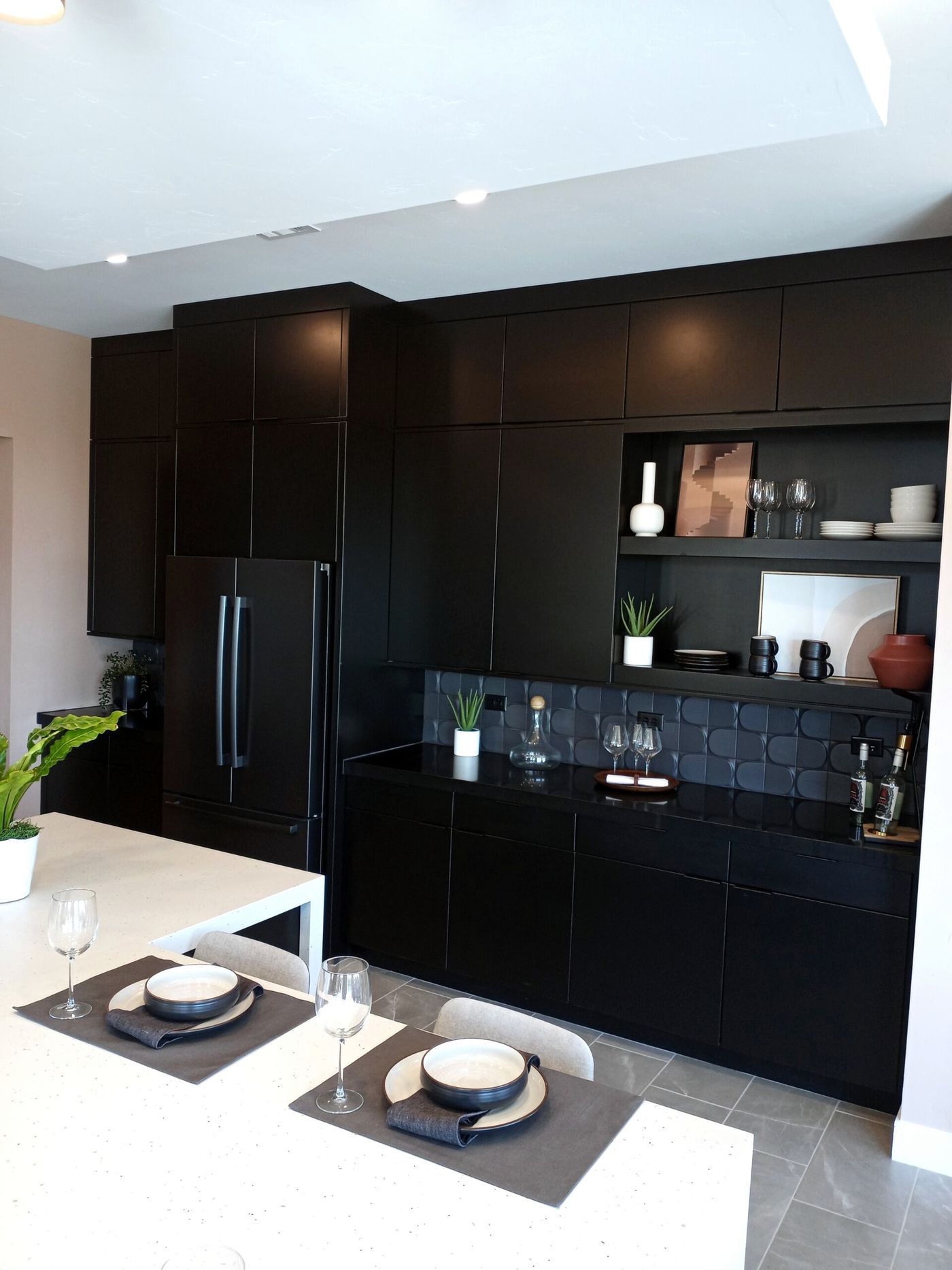 Full height espresso cabinetry wall by LV Cabinetry, MacDonald Highlands