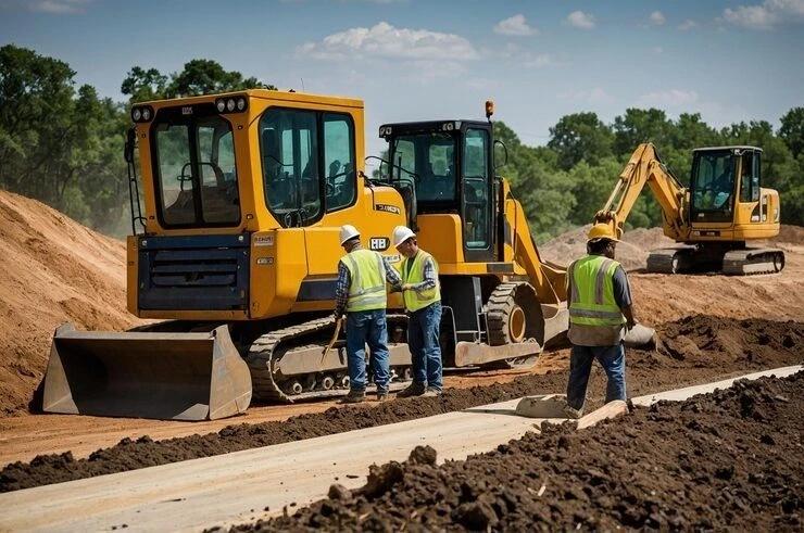 OUSS Civil crew on site in Dural with heavy excavation equipment, providing expert civil construction, excavation, earthworks, site preparation, and infrastructure services.