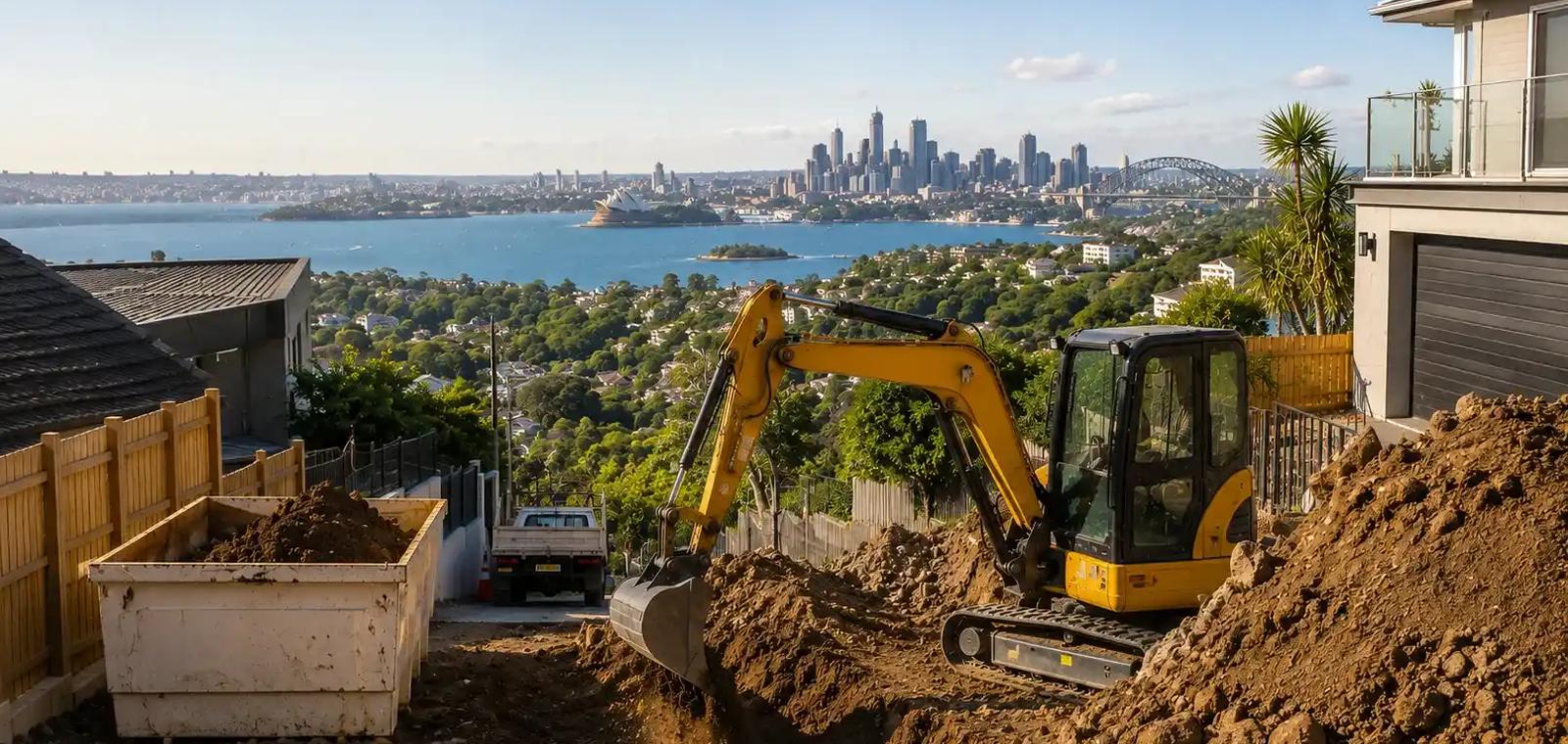 Bellevue Hill: 1,400 m³ out of a driveway you can’t turn a ute in.