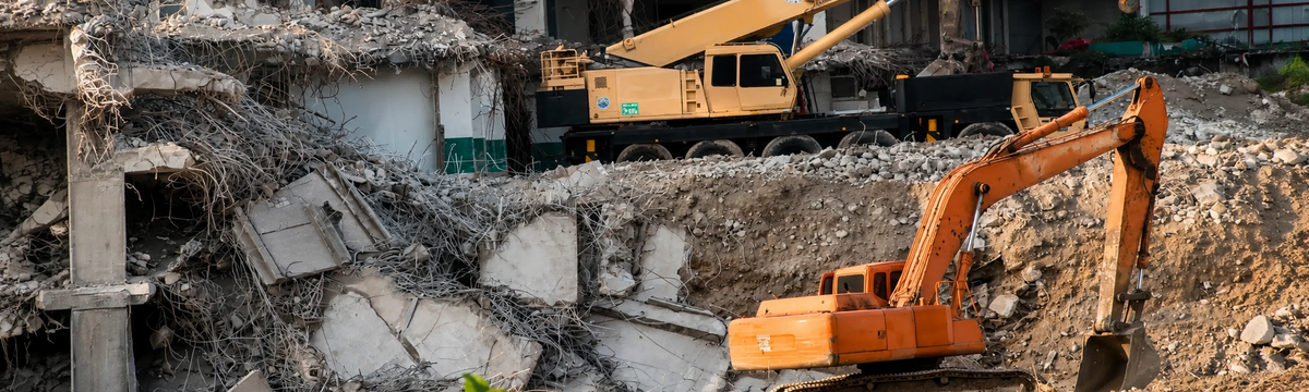 Professional demolition services in Sydney using heavy machinery to safely demolish residential and commercial buildings.