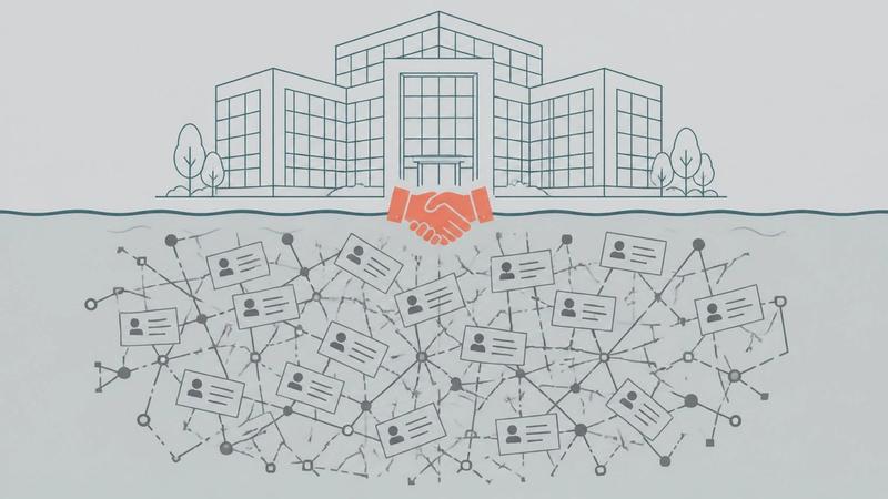 Conceptual illustration of hidden data debt inside an Indian M&A acquisition target