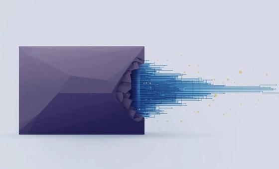 An abstract, minimalist vector illustration showing a heavy, solid dark-purple monolith on the left being transformed from the inside out. A sleek, highly advanced digital matrix of glowing gold nodes and light blue data pipelines breaks out of the monolith and expands to the right. This visualizes the article's core concept: transforming the heavy, static burden of legal compliance into a fast, automated, and seamlessly integrated engineering system.