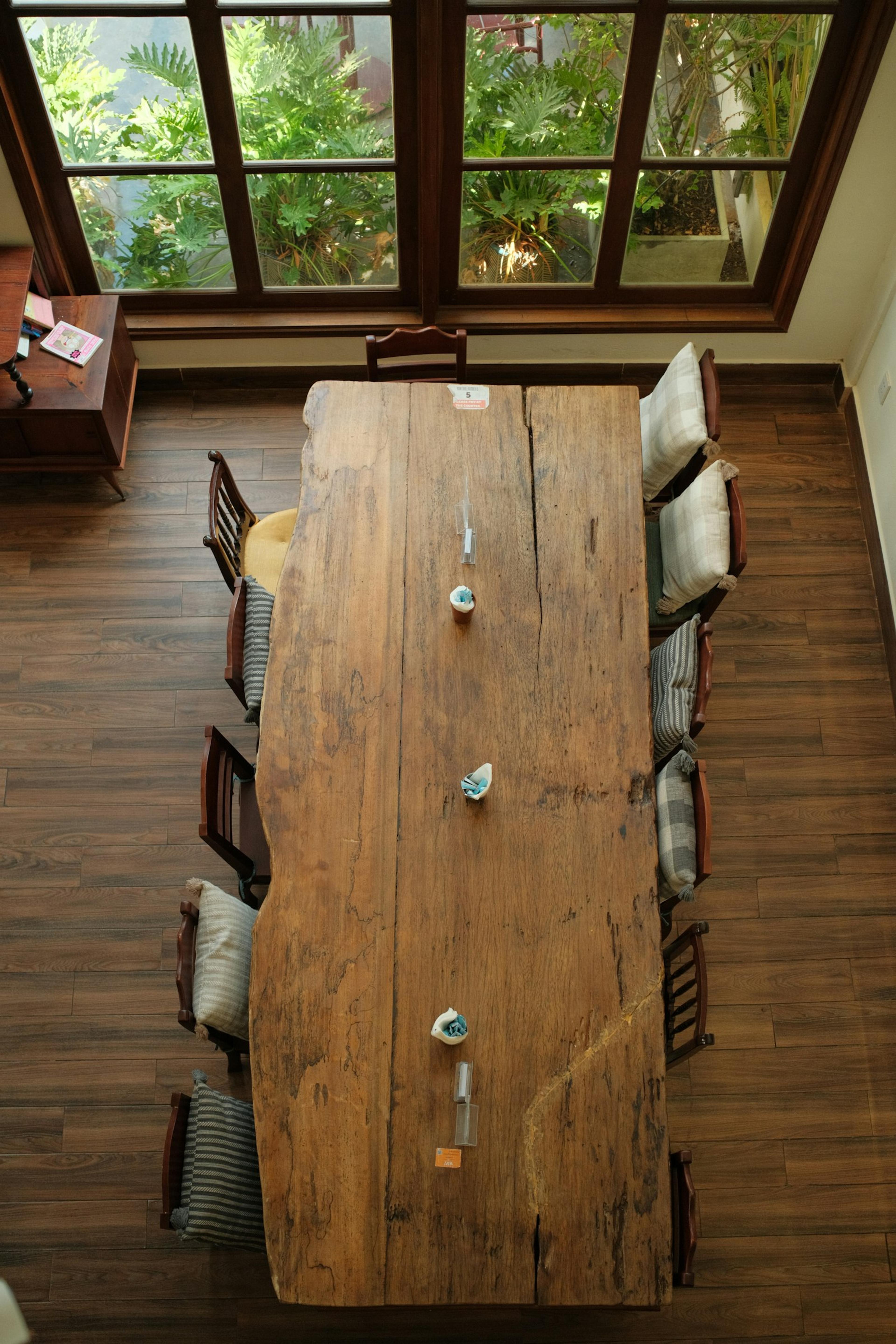 Live-edge teak dining table