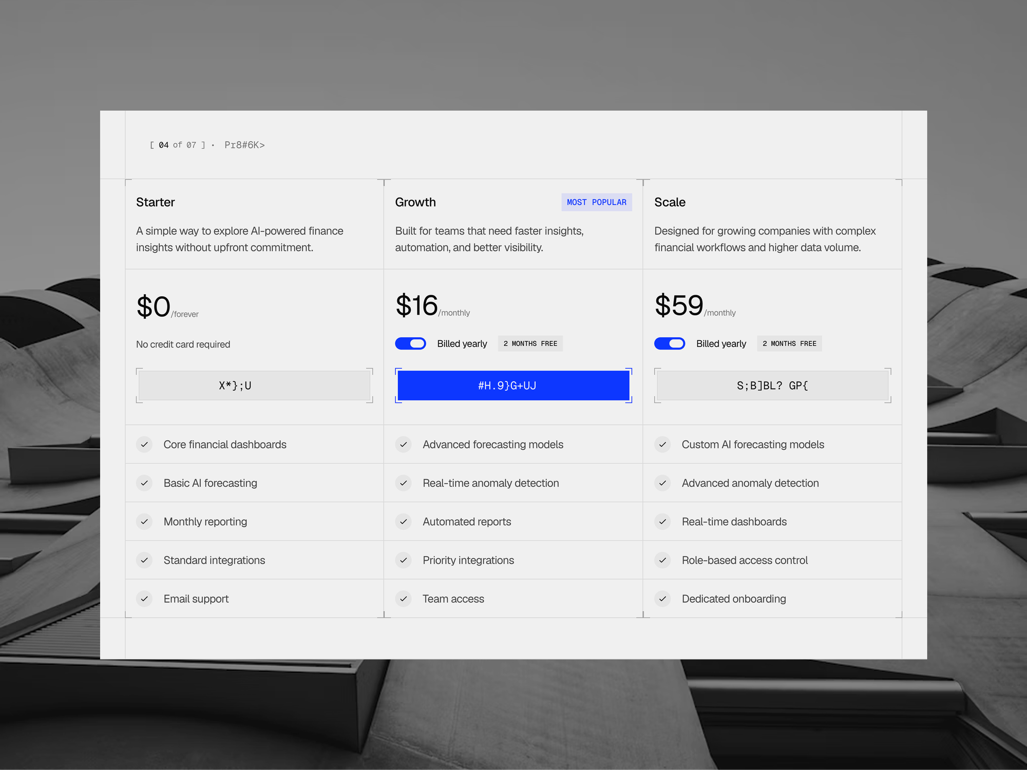 Pricing section