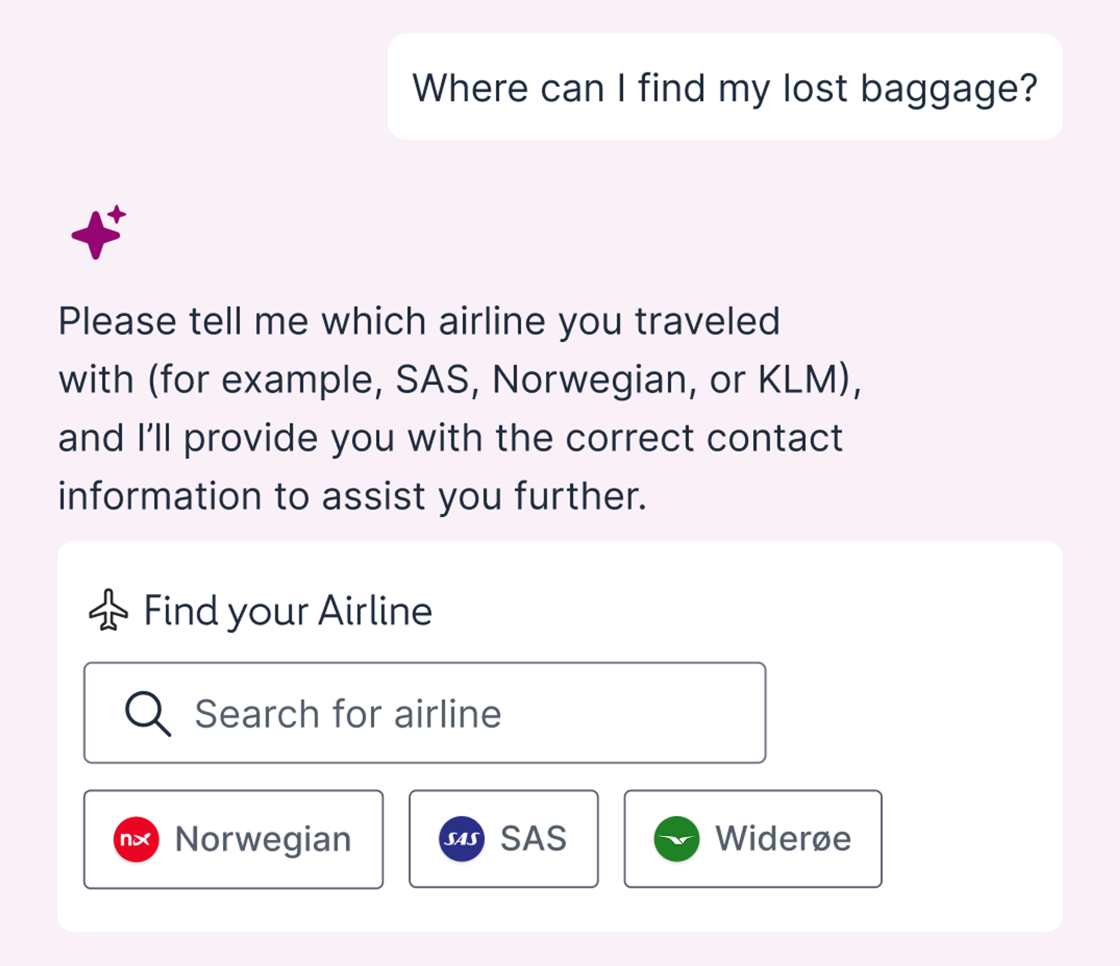 Et eksempel på en chat med KI-løsningen