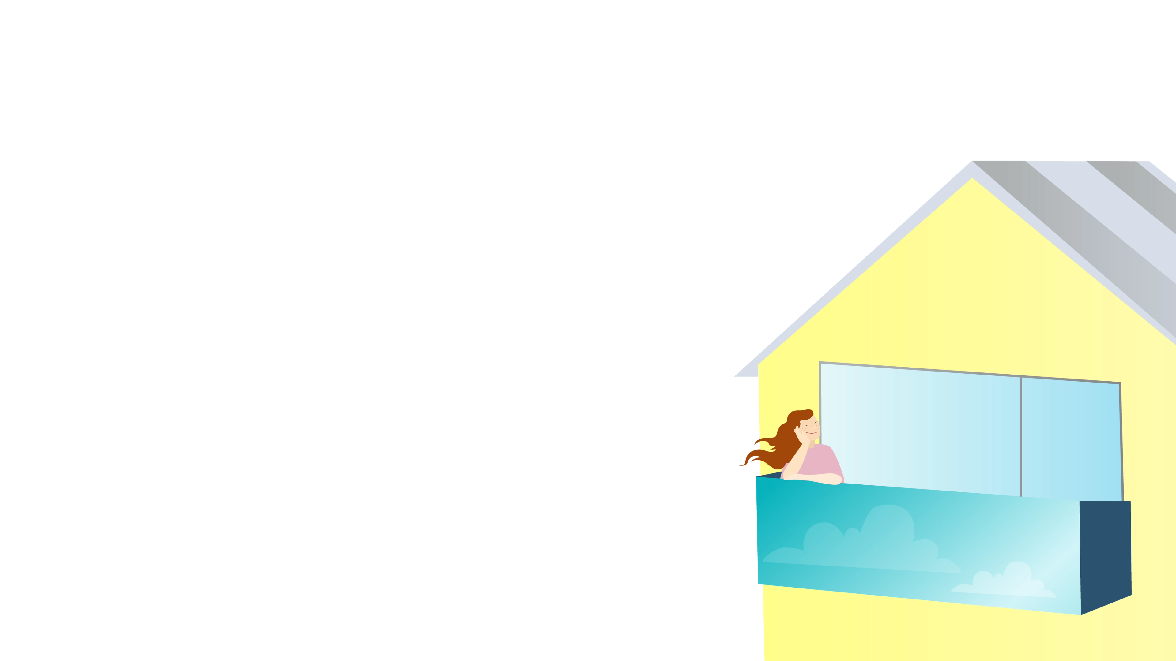 en illustration av en bekymmersfri person på en balkon