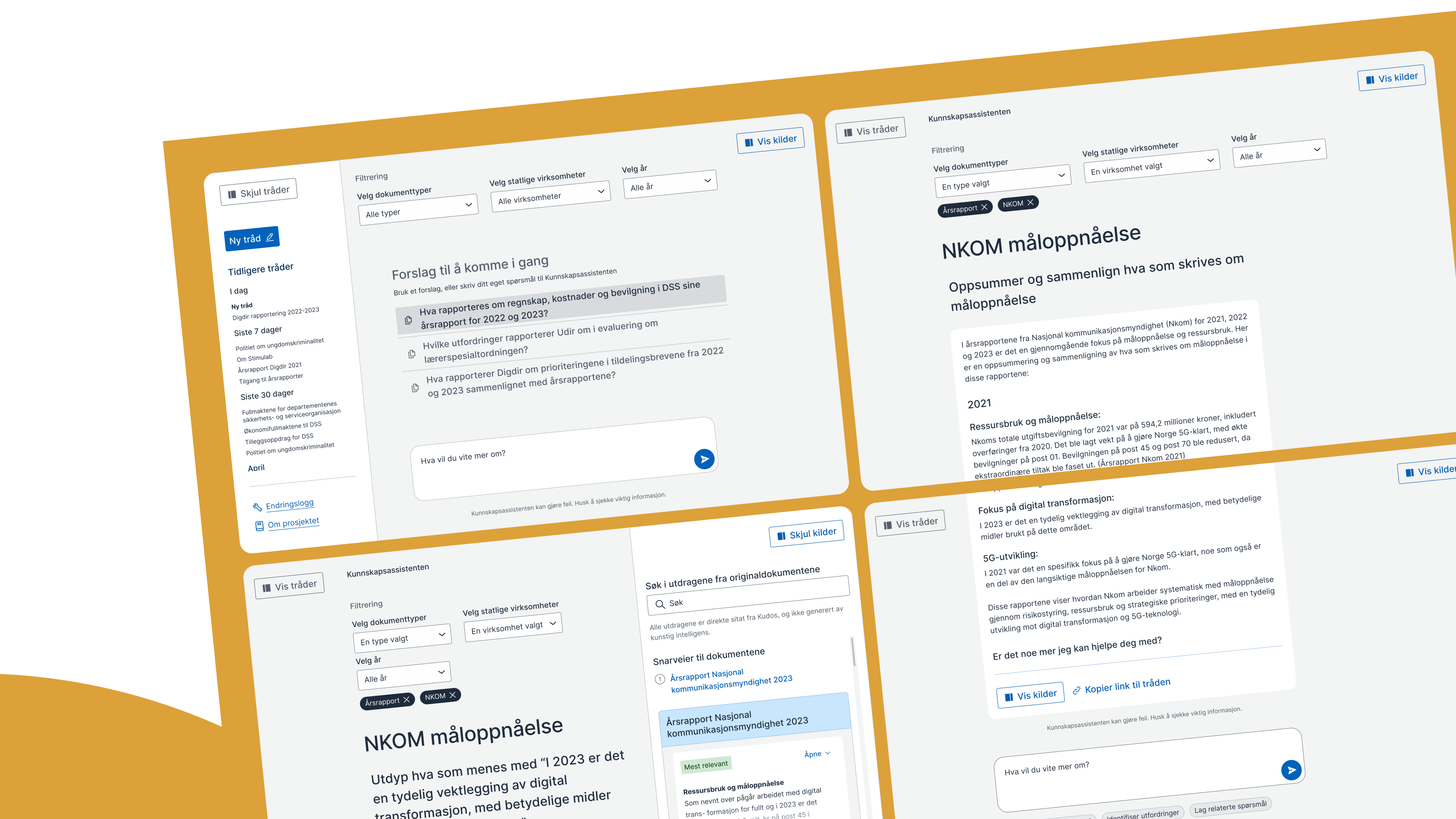 Skjermbilder fra Kunnskapsassistenten
