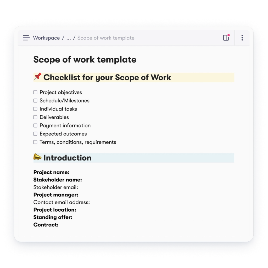 Free Scope of Work Template | Collato