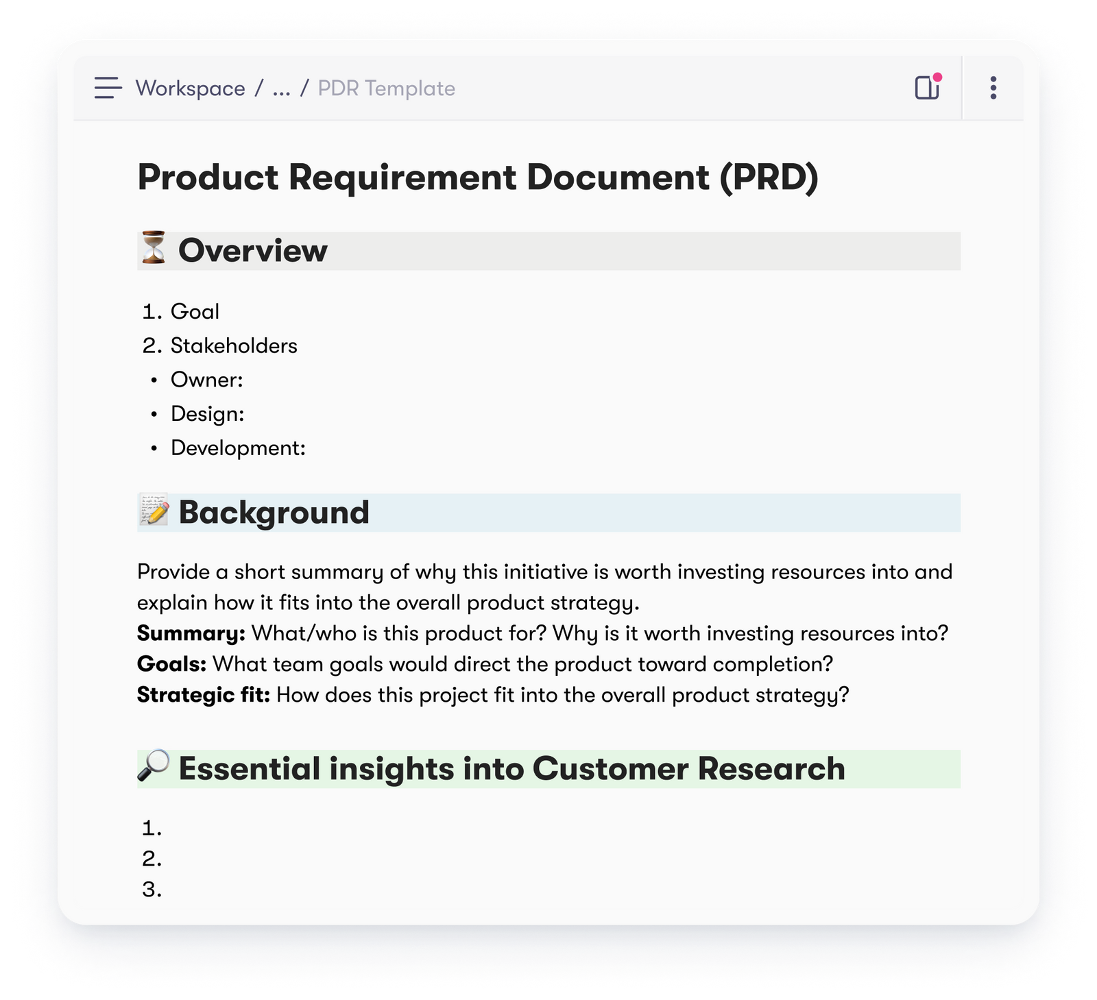 Product Requirement Document (PRD) Template Collato