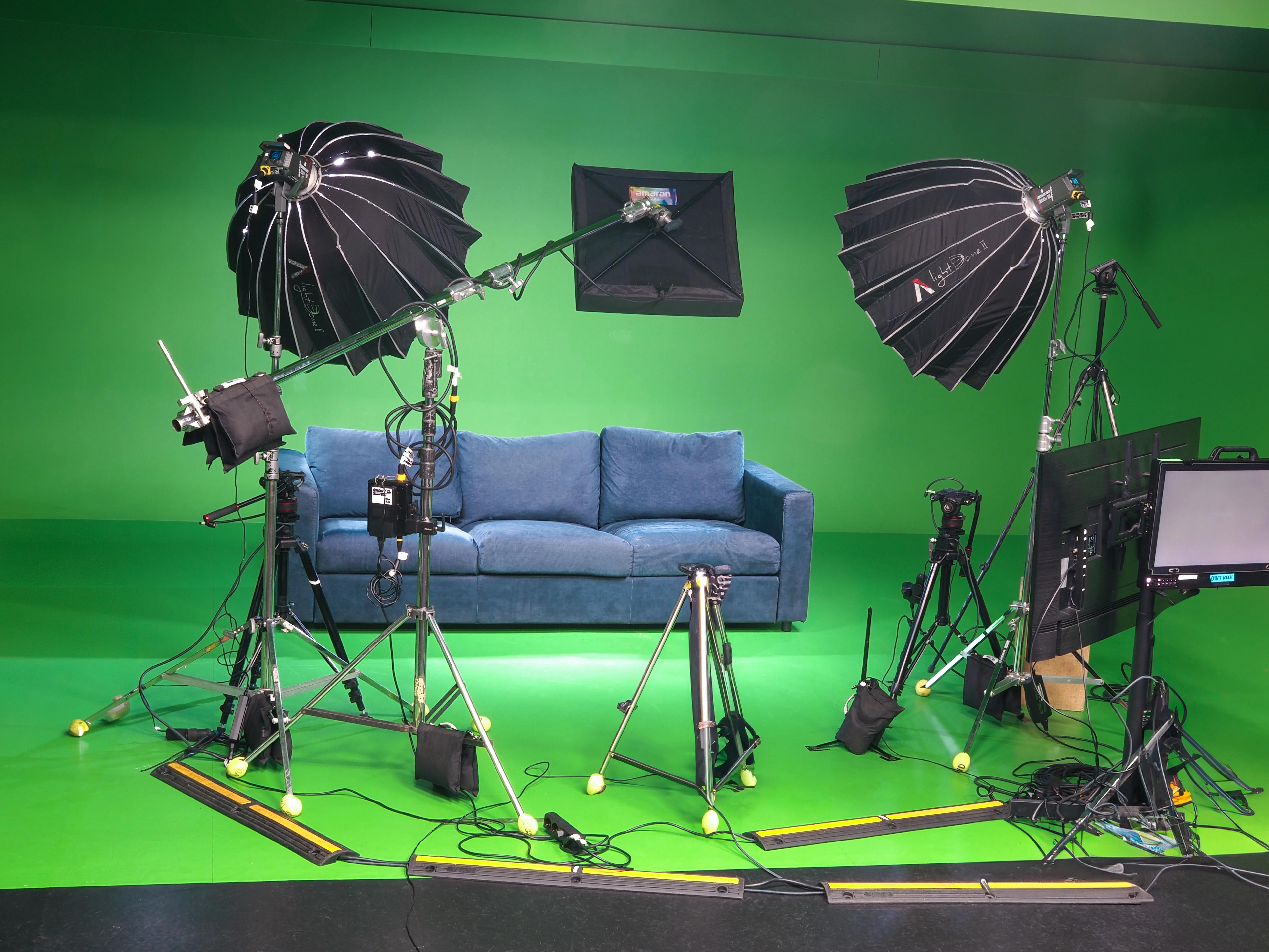 Setup for filming in the green area