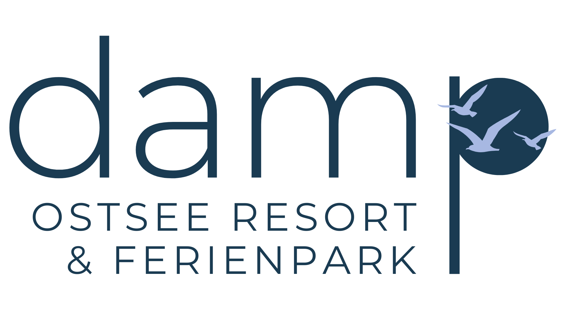 Logo des Dampland Urlaub Resorts mit einem stilisierten Wikingerschiff