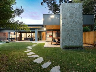 house backyard at dusk