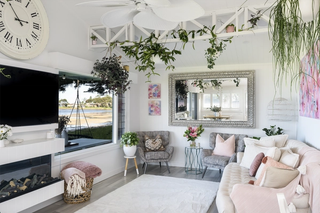 coastal living room with waterfront views