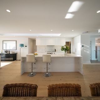 open plan living area with coastal theme