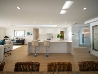 open plan living area with coastal theme