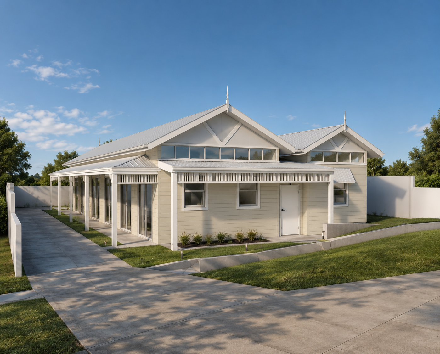 render of co-living housing with side strip
