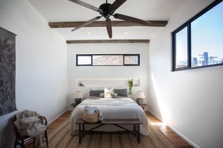 bedroom with timber accents