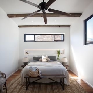 bedroom with timber accents