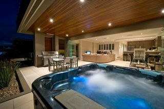 outdoor swimming pool at night