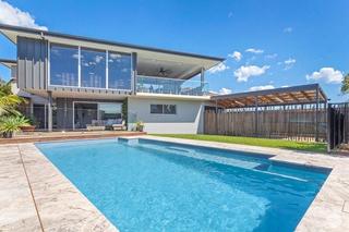 large backyard with swimming pool