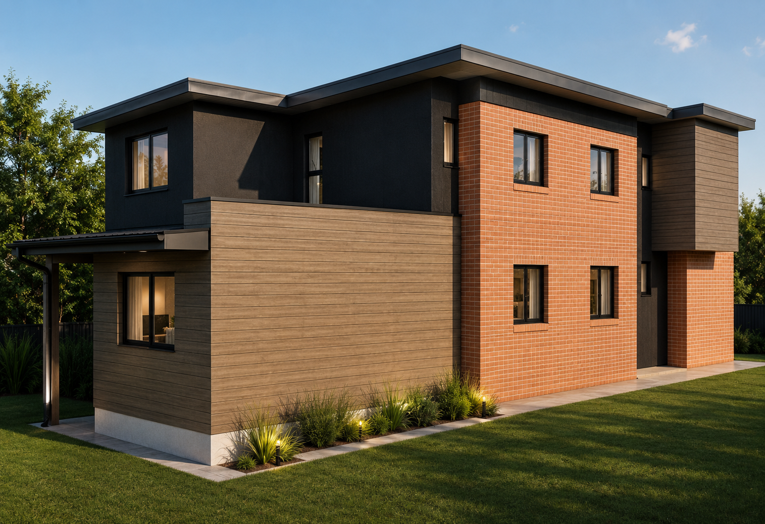 co-living housing design with backyard