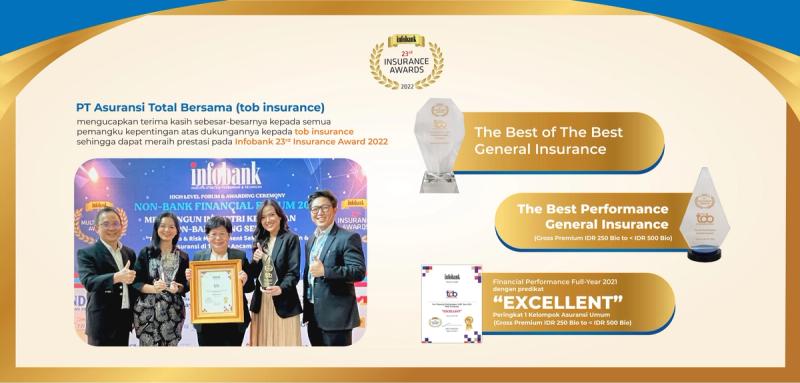 Selamat tob insurance atas Prestasi pada Infobank 23rd Insurance Award 2022