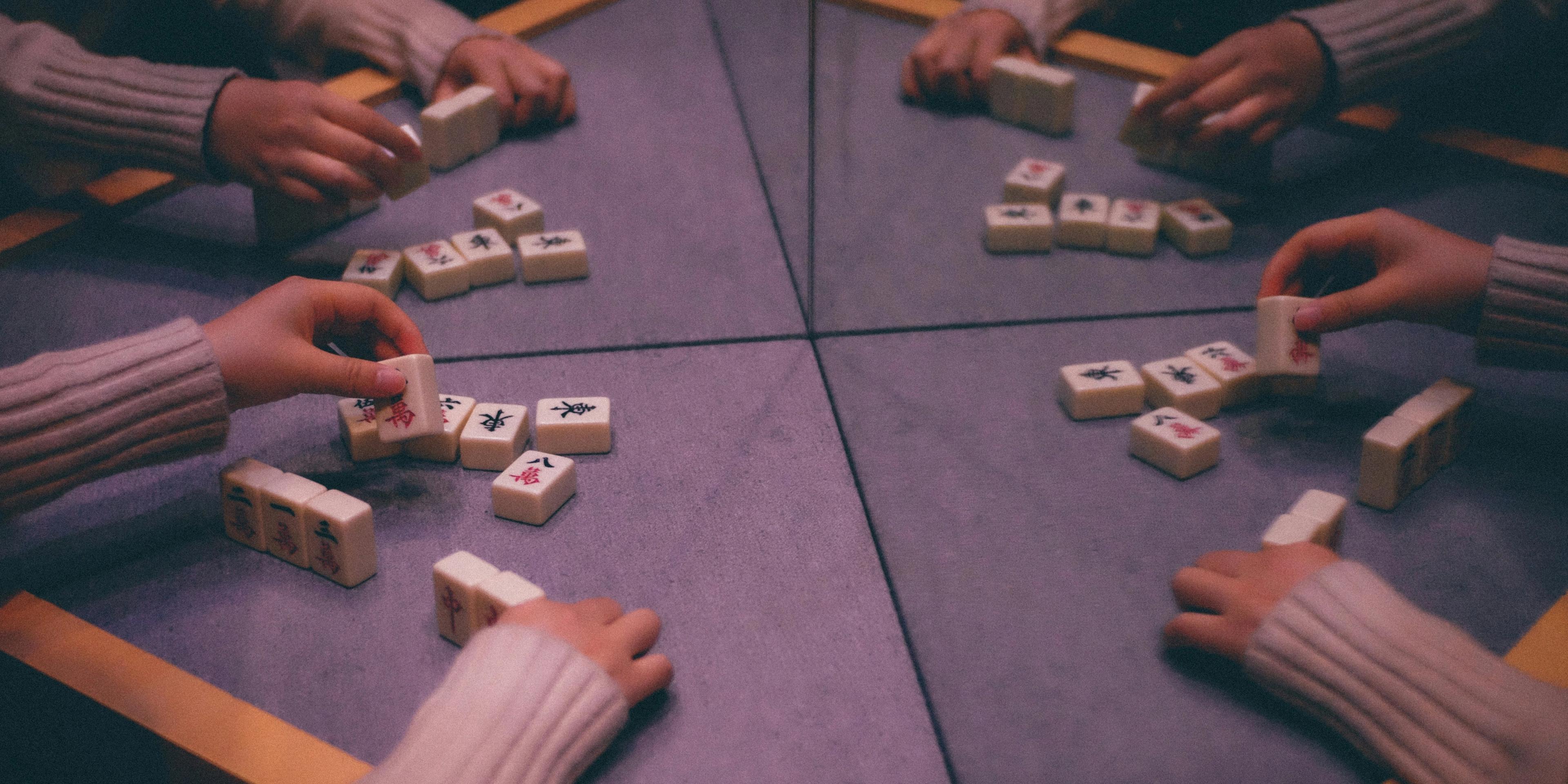 A table with mahjong tiles