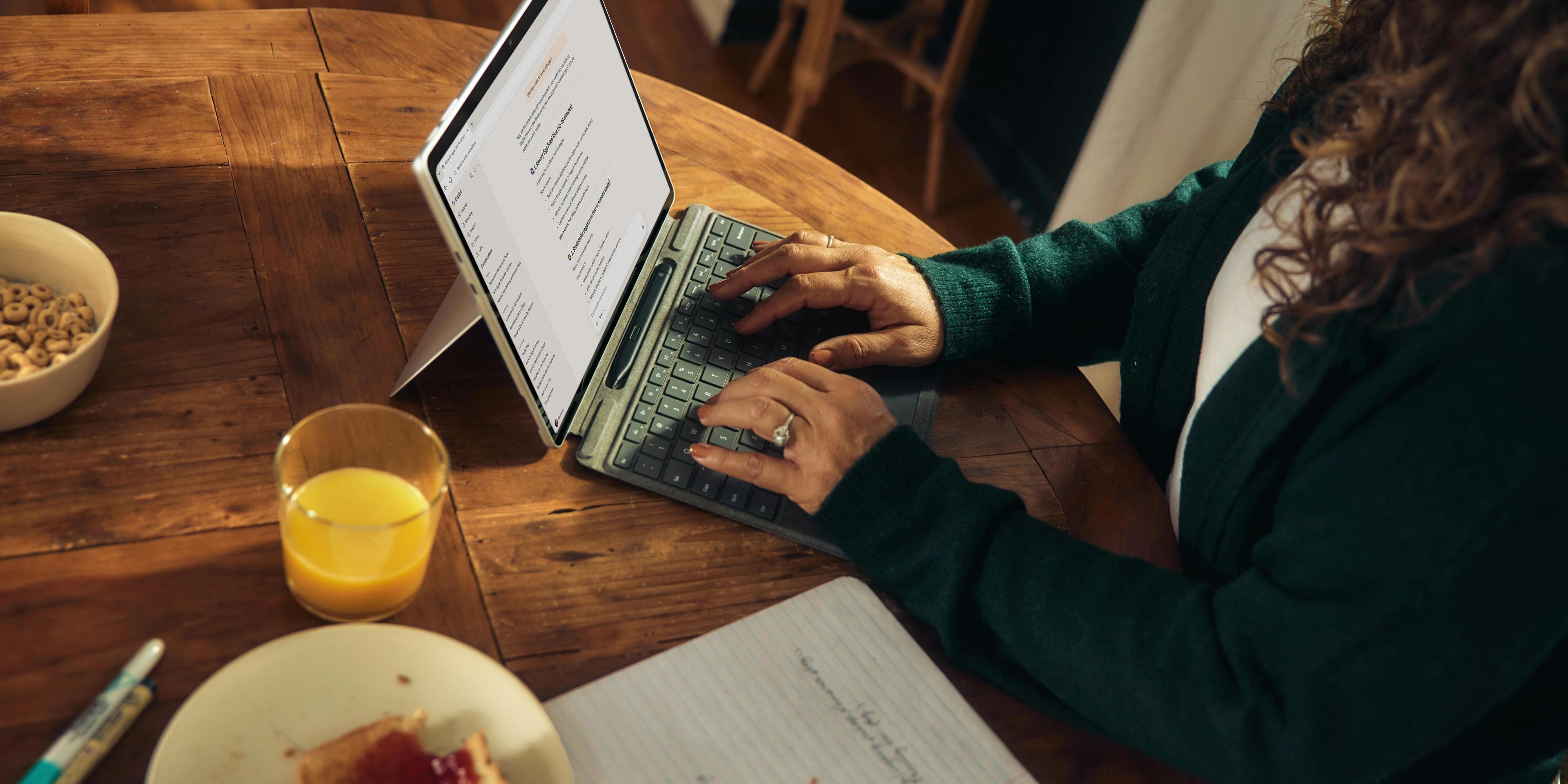A woman using a laptop