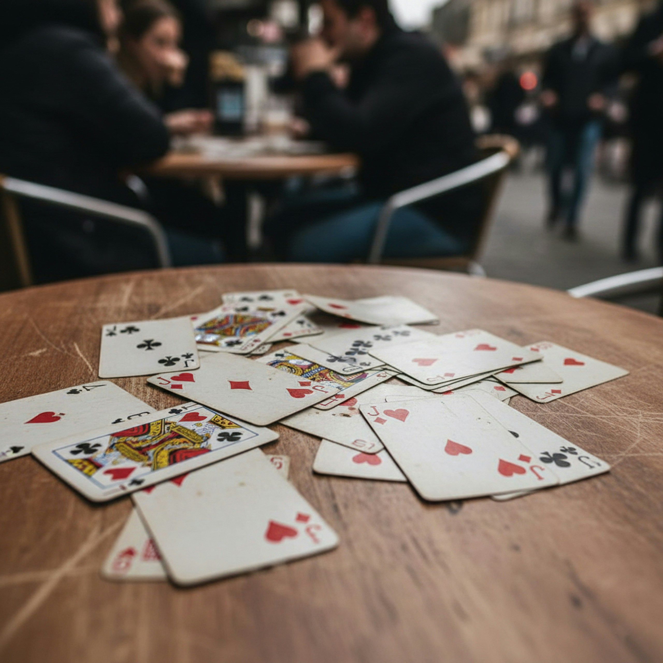 A bunch of cards on a table