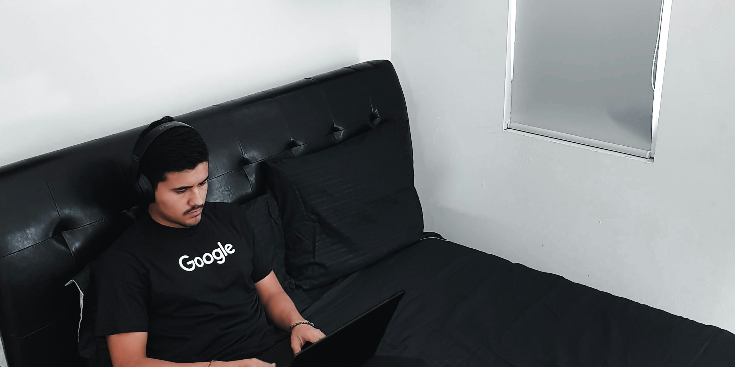 A person lying on a bed