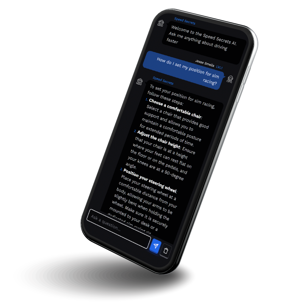 smart phone showing the speedsecrets.ai chat interface