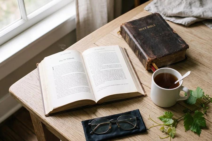 An open book on a desk