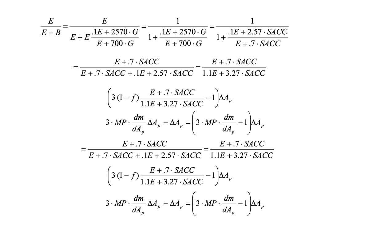 Snapshot displaying the mathematical formula used to compute the workers' compensation experience modification factor, a ratio derived from comparing an employer's actual loss history to the expected losses for businesses of similar size and industry.