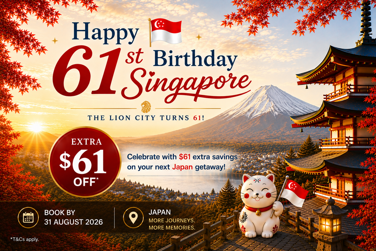 Singapore National Day 61st Birthday $61 off Saving Promotion